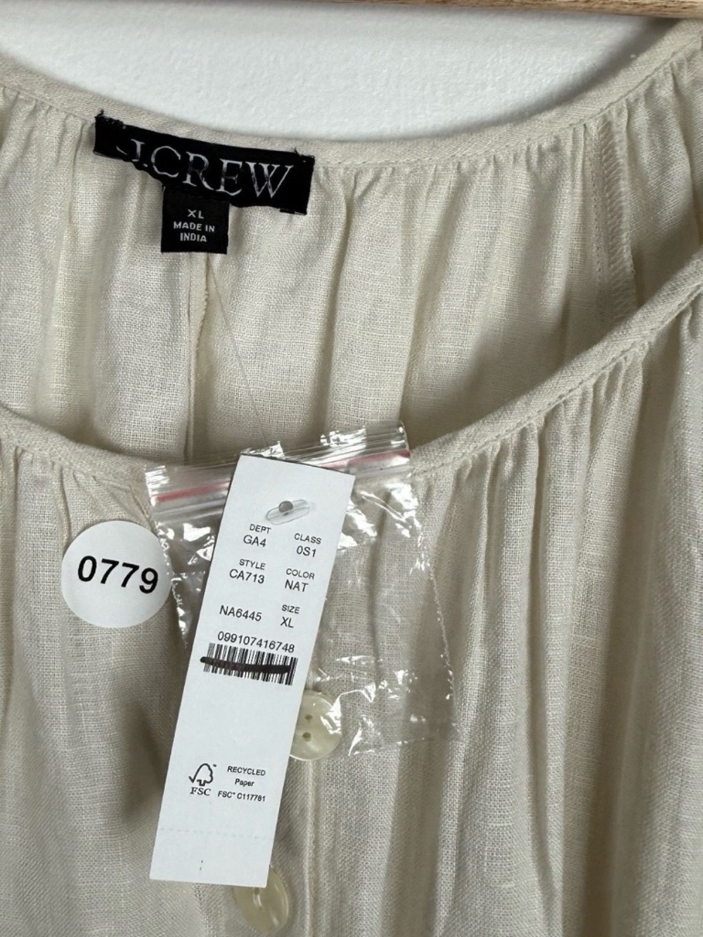 J.Crew 100% Linen Button-Up Midi Dress with Tie Waist Size XL New - Picture 7 of 10